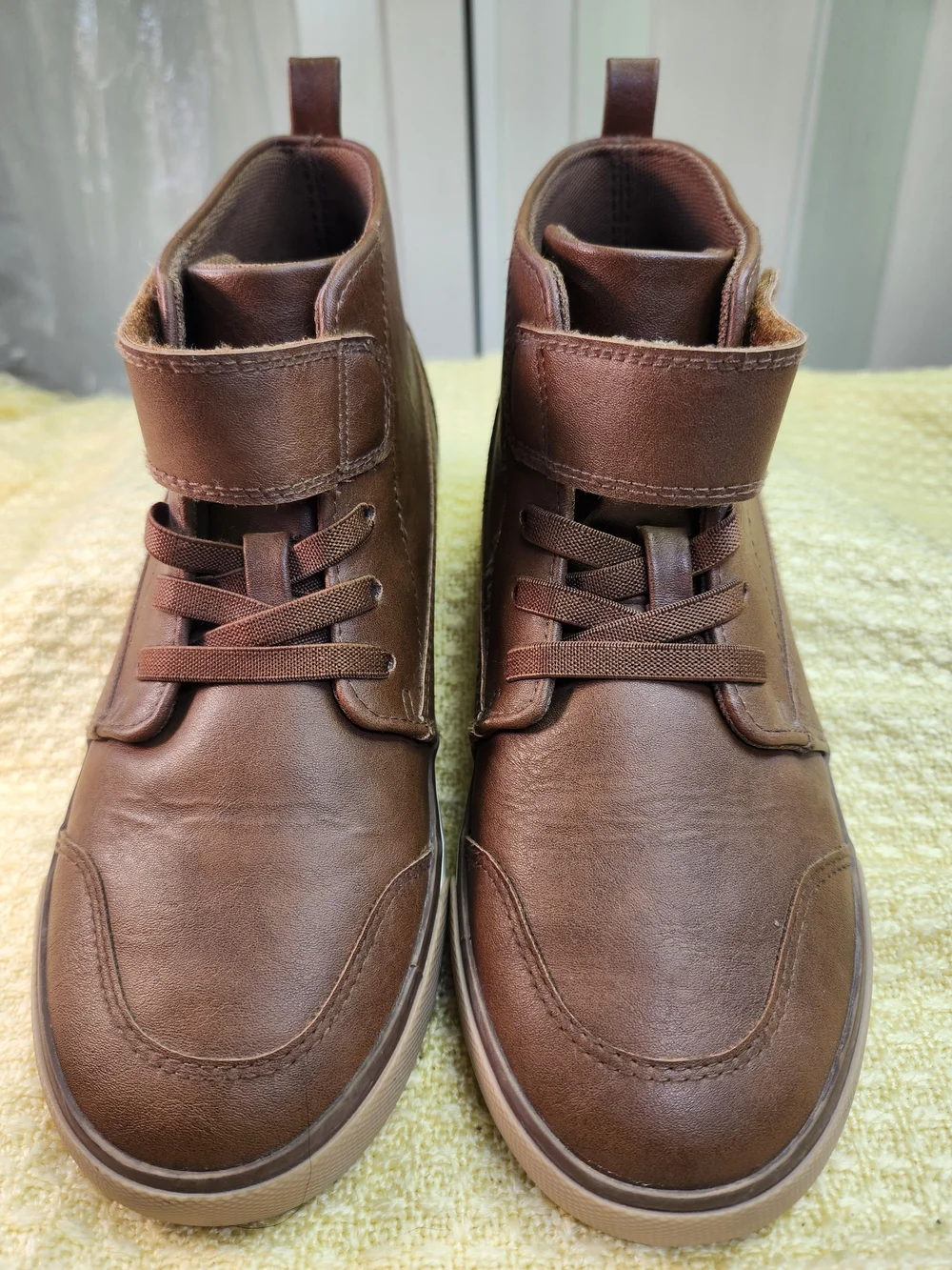 wonder nation Brown High-Top Kids Boots with Hook-and-Loop Strap